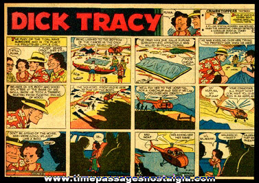 (7) Different 1960 Dick Tracy 1/2 Page Color Newspaper Comic Strips