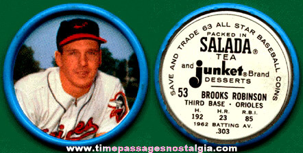 1963 Brooks Robinson Salada Tea / Junket Desserts Baseball Premium Coin