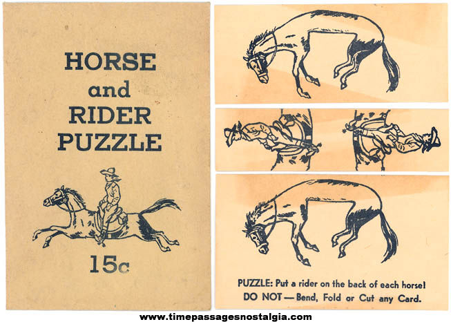 Old Premium Horse And Rider Puzzle With Envelope