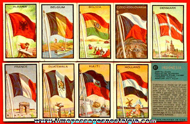 (10) Different 1963 Topps Flag Midgee Bubble Gum Trading Cards