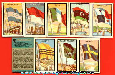 (9) Different 1963 Topps Flag Midgee Bubble Gum Trading Cards