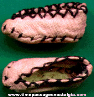 Old Pair Of Hand Stitched Miniature Shoes / Slippers
