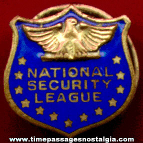 Old Enameled National Security League Stud Lapel Button