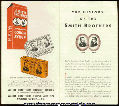 "THE HISTORY OF THE SMITH BROTHERS" (4) page advertising flyer