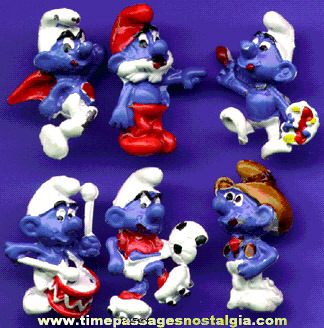 (6) Different Painted Metal Smurf Figural Pins