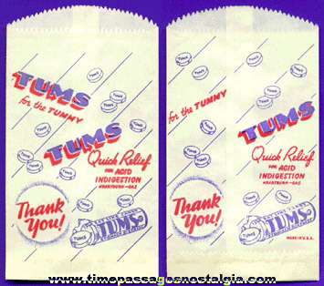 Old Unused Drug Store Advertising Tums Mint Medicine Candies Bag