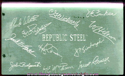 Old Republic Steel Advertising Cigarette / Cigar Box with Signatures