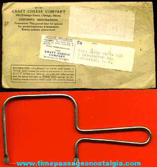 1940 Kraft Cheese Company Premium Cheese Slicer With The Mailer