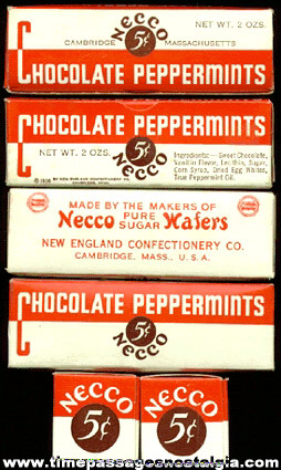 RARE ©1936 Display Box For The New England Confectionery Company AND (24) Individual Smaller Chocolate Peppermints Candy Boxes