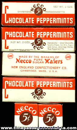 RARE 1936 Display Box For The New England Confectionery Company AND (24) Individual Smaller Chocolate Peppermints Candy Boxes