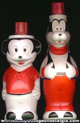 (2) 1960’s Walt Disney Character Soaky Bubble Bath Figural Bottles