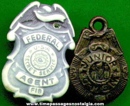 (2) Old Miniature Gum Ball Machine Toy Badges