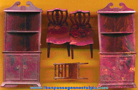 (5) Old Dollhouse Dining Room Furniture Pieces