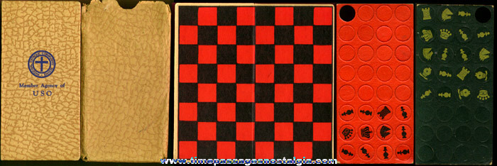 Old U.S.O. (WWII ?) Checkers / Chess Game Set