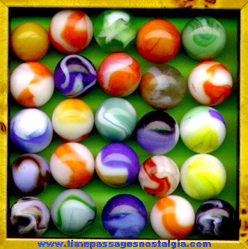 Mixed Lot Of (25) Colorful Old Machine Made Marbles