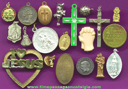 (20) Religious Medallions, Medals, Charms, Pins, Icons, Etc.