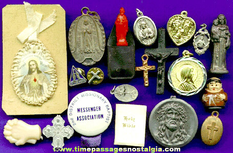 (20) Religious Medallions, Medals, Charms, Pins, Icons, Etc.