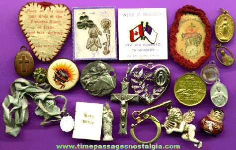 (20) Religious Medallions, Medals, Charms, Pins, Icons, Etc.