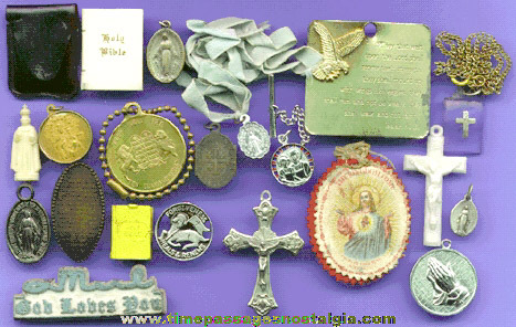 (20) Religious Medallions, Medals, Charms, Pins, Icons, Etc.