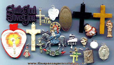 (20) Religious Medallions, Medals, Charms, Pins, Icons, Etc.