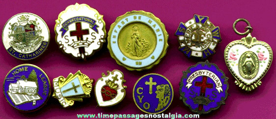 (10) Small Enameled Religious Pins