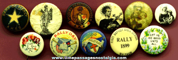 (11) Old Celluloid Religious Pin Back Buttons