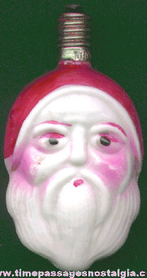 Old Two Faced Santa Claus Christmas Light Bulb