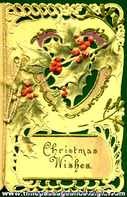 Heavily Embossed, Die Cut and Painted Old Christmas Card