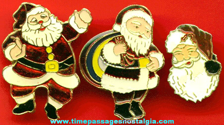 (3) Enameled Santa Claus Christmas Pins