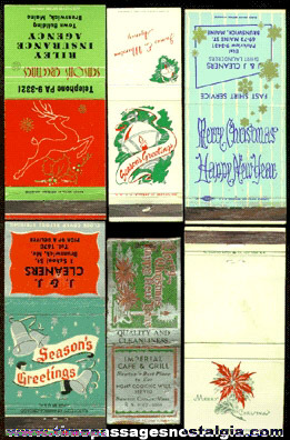 (6) Different Old Advertising Christmas Match Pack Covers