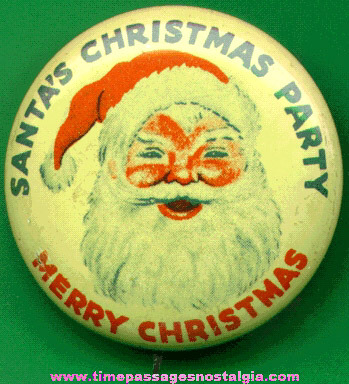 Old Santa Claus Pin Back Button