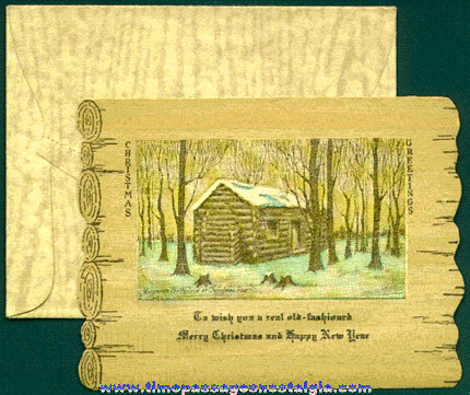 Old Abraham Lincoln Birthplace Wooden Christmas Card With Envelope