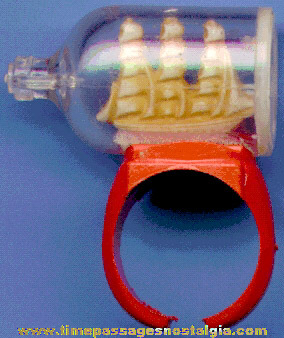 1957 Quaker Cereal Ship In A Bottle Toy Ring Premium / Prize