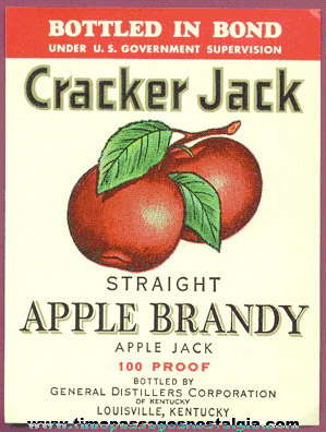 Old Unused Cracker Jack Apple Brandy Paper Label