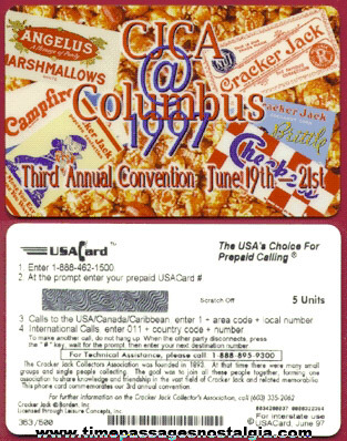 Unused Cracker Jack Collectors Association Convention Phone Card