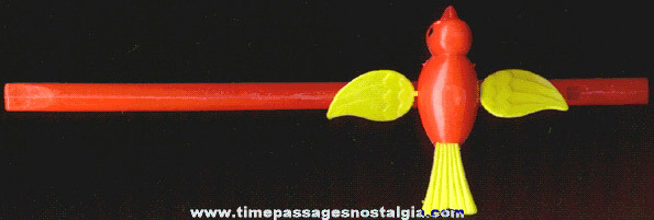 Old Colorful Hard Plastic Mechanical Bird Whistle