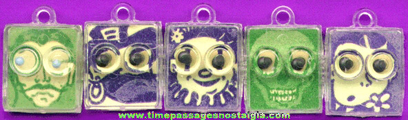 (5) Different Old Scarce Beaded Eye Bubble Gum Machine Face Charms