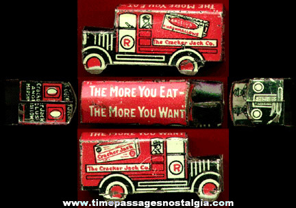 1920’s Lithographed Tin Cracker Jack & Angelus Marshmallows Delivery Truck Prize / Premium