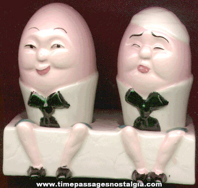 Old (3) Piece Humpty Dumpty Nursery Rhyme Salt & Pepper Shaker Set