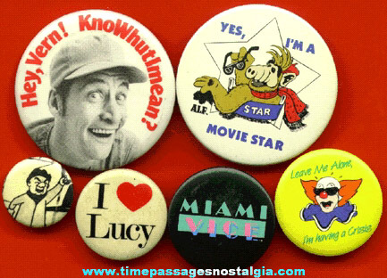 (6) Different Television / Movie / Show Pin Back Buttons