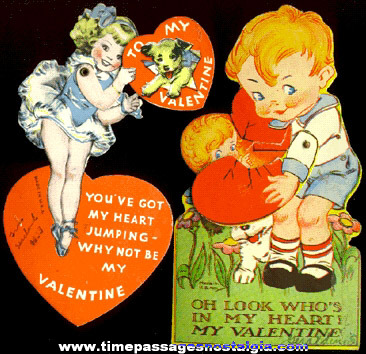 (2) 1939 Mechanical Valentine Cards