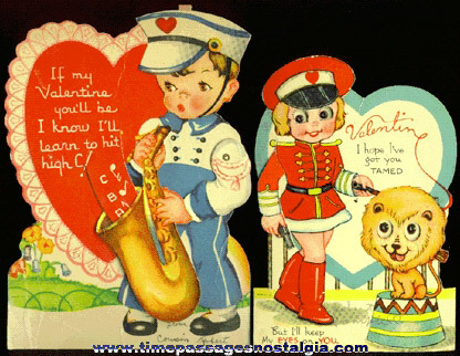 (2) 1939 Mechanical Valentine Cards