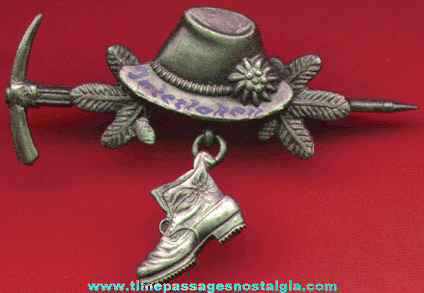 Old Interlaken, Switzerland Mountain Climbing Pin With Hanging Charm