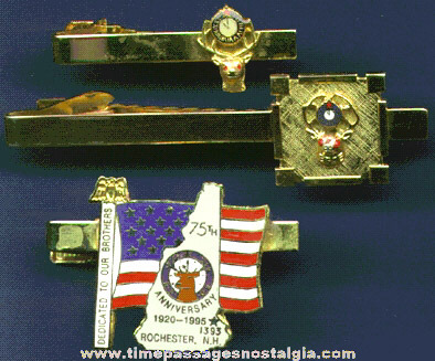 (3) Different Elks Lodge (B.P.O.E.) Neck Tie Bars