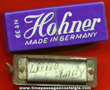 Old Miniature "Little Lady" Hohner Harmonica With Original Case