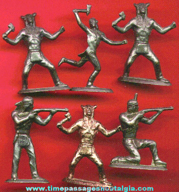 (6) Small Metal Native American Indian Figures