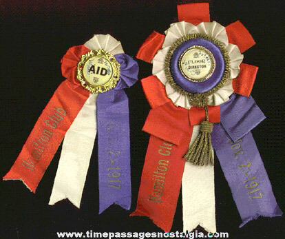 (2) Different 1917 Hamilton Club Rosette Ribbons