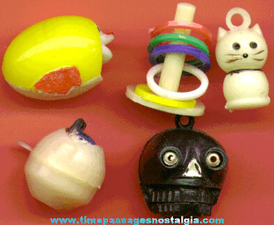 (5) Scarce 1960’s Mechanical Gum Ball Machine Toy Prizes