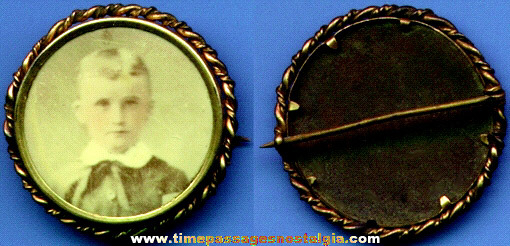 Early Child Photograph Jewelry Pin