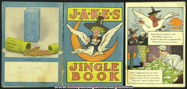 Old "JAKES JINGLE BOOK" Drug Advertising Nursery Rhyme Premium Book